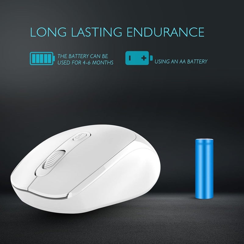 ONEUP Wireless Mouse, 2.4G, Silent, USB Nano Receiver, for Laptop, Chromebook, PC, Mac, Windows and School Work (White) - Image 4
